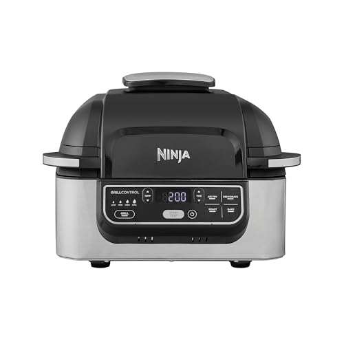 Ninja Foodi Grill & Airfryer, 5,7L Heißluftfritteuse, Air Fryer, spülmaschinenfeste Teile, 5-in-1, Schwarz/Silber AG301EU von Ninja