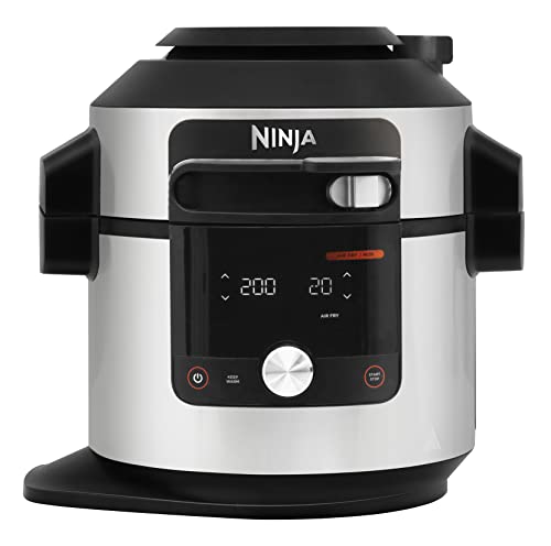 Ninja Foodi MAX Multikocher mit Smart Deckel, 7,5L, 14-in-1 Multicooker, Pressure Cooker Schnellkochtopf, Airfryer Heißluftfritteuse, Slow Cooker, digitaler Temperaturfühler, Edelstahl, OL750EU von Ninja