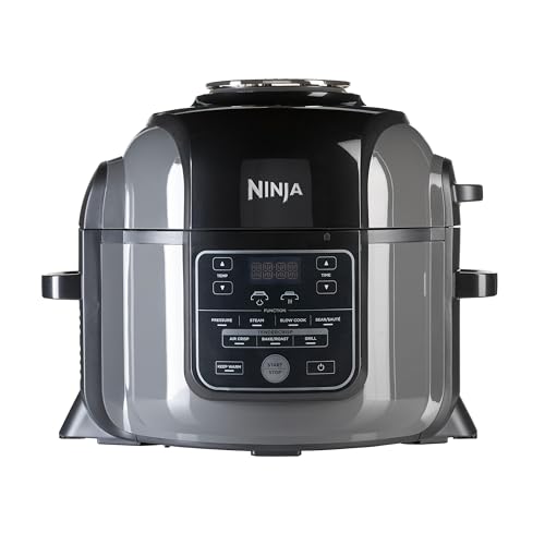 Ninja Foodi Multikocher, 6L, 9-in-1 Multicooker, Pressure Cooker Schnellkochtopf, Airfryer Heißluftfrittieren, Slow Cooker Langsamkochen, Grillen und mehr, gebürsteter Stahl & Schwarz, OP300EU von Ninja