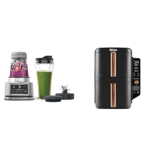 Ninja Foodi Power Nutri Blender 2-in-1, mixt Smoothie-Bowls und gefrorene Getränke, CB100EU + Ninja Double Stack XL Heißluftfritteuse, vertikale ölfreie Fritteuse mit zwei Schubladen, SL400EUCP von Ninja