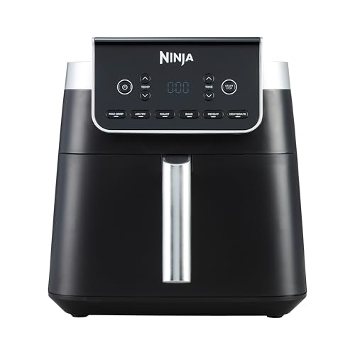 Ninja Air Fryer Heißluftfritteuse MAX PRO, 6,2L Airfryer, Antihaftbeschichtung, spülmaschinenfester Korb und Crisper Gittereinsatz, Fritteuse ohne Öl, digital, Kochen aus dem Gefrorenen, Grau, AF180EU von Ninja