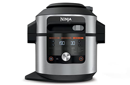 Ninja Foodi MAX Multikocher mit SmartLid, 7,5L, 12-in-1 Multicooker, Pressure Cooker Schnellkochen, Airfryer Heißluftfrittieren, Slow Cooker Langsamkochen, Edelstahl, OL650EU von Ninja