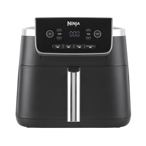 Ninja PRO Air Fryer Heißluftfritteuse, 4,7L Airfryer, Einzelkorb-Heißluftfritteuse, 4-in-1, für 1-2 Portionen, Digital, Kochen aus dem Gefrorenen, Antihaft-Schublade & Crisper Korb, Schwarz AF140EU von Ninja