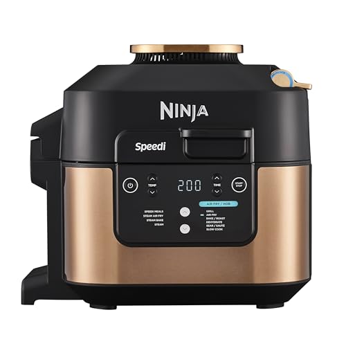 Ninja Speedi Multikocher, 5,7L, 10-in-1 Multicooker, Airfryer Heißluftfritteuse, Slow Cooker Langsamkochen, Grillen, Backen, Schwarz & Kupfer ON400EUCP von Ninja