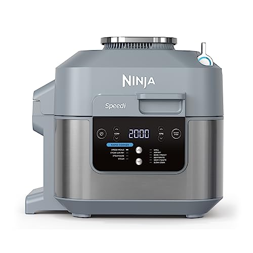 Ninja Speedi Multikocher, 5,7L, 10-in-1 Multicooker, Airfryer Heißluftfritteuse, Slow Cooker Langsamkochen, Geschenk für Männer/Frauen, Meersalzgrau ON400EU von Ninja