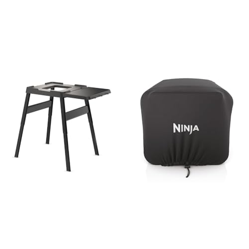 Ninja Woodfire verstellbarer Ständer und Beistelltisch, Außenofen- und Grillständer & Woodfire Ofenabdeckung für Außenöfen der Serie OO101UK von Ninja