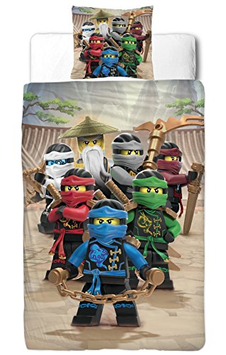 Ninjago Jungen Bettwäsche Set · Kinderbettwäsche · Lego Motiv BE COOL · 2 teilig · Kissenbezug 80x80 + Bettbezug 135x200 cm · 100% Baumwolle in glatter Renforcé Qualität von Ninjago