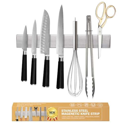 25cm(10inch) Magnetleiste Messer Selbstklebend magnetische messerleiste ohne Bohren für Wand Extra Starker Magnet Messerleiste Magnetisch Edelstahl Wandmontage für Küche,Büro, Werkstatt von Ninonly