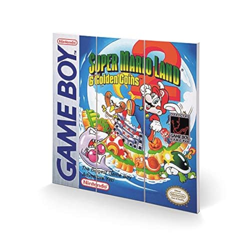 Nintendo SQ12491P Kunstdruck auf Holz, 30 x 30 cm, Gameboy (Super Mario Land 2), mehrfarbig, 30 x 30 x 1, 2 cm von Super Mario