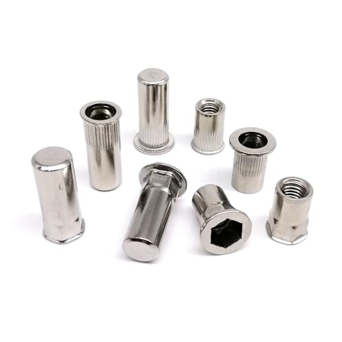 10/20/40/100 Stück M3 M4 M5 304 A2-70 Edelstahl Flachkopf Kleiner Senkkopf Blindsechskant Sechskantnietmutter Einsatz Nietmutterneinsatz(Type H,100pcs M4) von Nintens