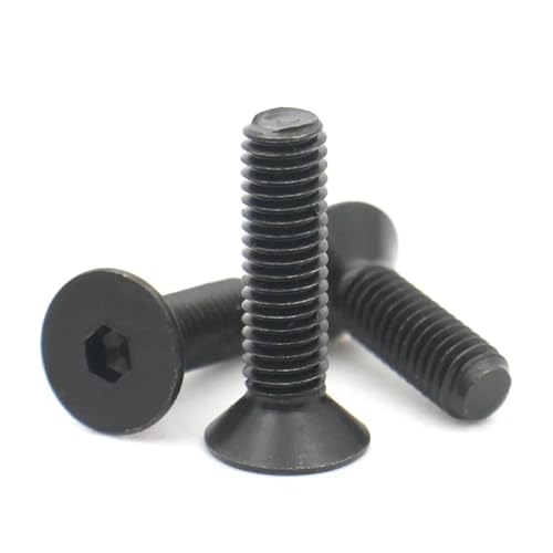 10/30/40/50 Stück M2 .5 M3 M4 M5 M6 M8 Schwarz 304 Edelstahl Sechskant Innensechskant Flache Senkkopf-Maschinenschraube(16mm,M6 (10PCS)) von Nintens