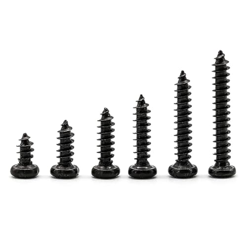 100 Stück M1.4 .7 M2 .2 .5 Schwarze kleine selbstschneidende Holzschraube aus Edelstahl 304 mit Kreuzschlitz und rundem Kopf(14mm,M2.5 (100pcs)) von Nintens