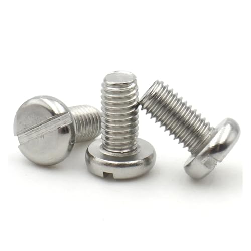 2/5/10/50 Stück M1.6 M2 .5 M3 M4 M5 M6 M8 M10 GB65 A2-70 304 Edelstahl Schlitzschlitzkappe Säulen-Rundkopfschraube(18mm,M6x10pcs) von Nintens
