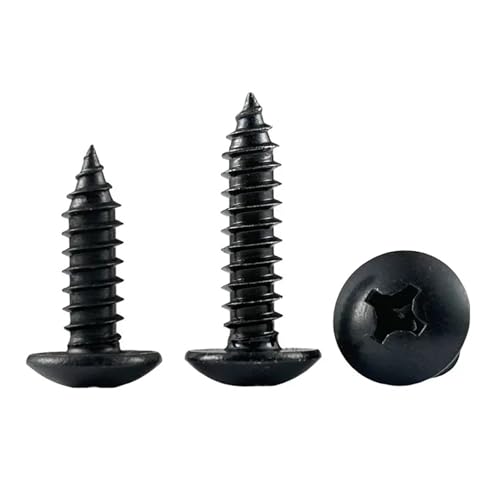 20/50/100 Stück M2.6 M3 .5 M4 M5 Schwarzer Kohlenstoffstahl Kreuzschlitz-Blechschraube mit Pilzkopf L: 5-50 mm(40mm,M4 (20pcs)) von Nintens