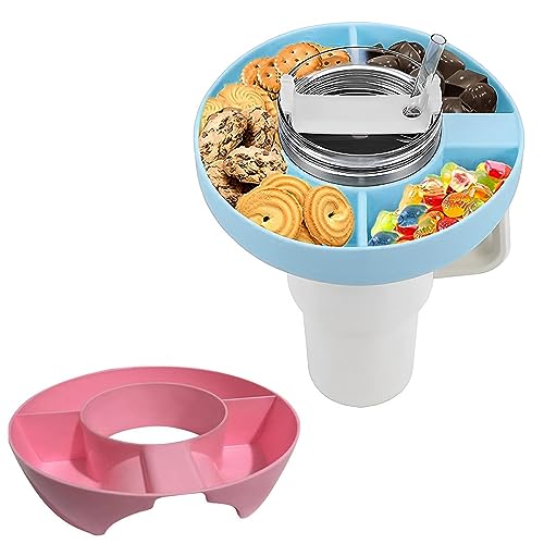 Ninyoon Snack-Schüssel für Stanley Cup, 40oz Trinkbecher mit Griff, Snack-Ring-Tablett, Tumbler, lebensmittelechtes Material, Snack-Platten für Stanley Cup Spülmaschinenfest (Rosa, Kunststoff) von Ninyoon