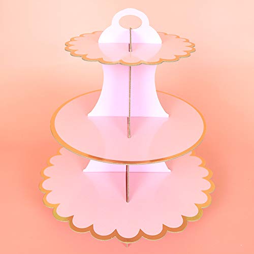 Niooce Muffinständer Tortenständer mit 3 Etagen, Cupcake Ständer aus Karton für Kindergeburtstag Rose von Niooce