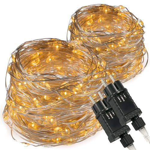 2er Set 200 LED Lichterkette Silberdraht warm-weiß für Außen IP44 Außen-Trafo 6h-Timer Weihnachtsbeleuchtung 19,9m Weihnachtsdekoration Party 2er Set 200 LED Lichterkette Silberdraht warm-weiß für Außen IP44 Außen-Trafo 6h-Timer Weihnachtsbeleuchtung 19,9m Weihnachtsdekoration Party von Nipach GmbH