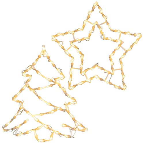 2er Set Fensterbild Stern + Baum 2x50 LED warm weiß Batterie Timer Xmas-Deko Innen-Deko Fensterdeko Weihnachten Weihnachtsdeko Xmas 2 Motive von Nipach GmbH