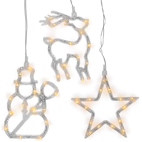 3er Set Fensterbilder 45 LED warm weiß mit Saugnapf Schneemann Rentier Stern Batterie Innen Fensterdeko Weihnachten Weihnachtsdeko Xmas 3 Motive 3er Set Fensterbilder 45 LED warm weiß mit Saugnapf Schneemann Rentier Stern Batterie Innen Fensterdeko Weihnachten Weihnachtsdeko Xmas 3 Motive von Nipach GmbH