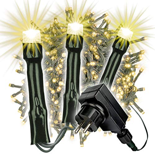 Nipach GmbH LED Büschellichterkette Cluster für Außen IP44 Außen-Trafo 6h-Timer grünes Kabel 25m Weihnachtsdekoration Party Xmas 500 750 1000 2000 warmweiß bunt wählbar (warmweiß, 500 LED) von Nipach GmbH