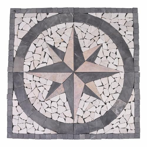 Fliesen Rosone „Kompass-Stern“ Naturstein Mosaik-Stein Marmor dekorativ grau-beige 60 x 60 cm Bodenfliese Dekor-Fliese Fliesen-Bild Bad-Deko Fliesen Rosone „Kompass-Stern“ Naturstein Mosaik-Stein Marmor dekorativ grau-beige 60 x 60 cm Bodenfliese Dekor-Fliese Fliesen-Bild Bad-Deko von Nipach GmbH