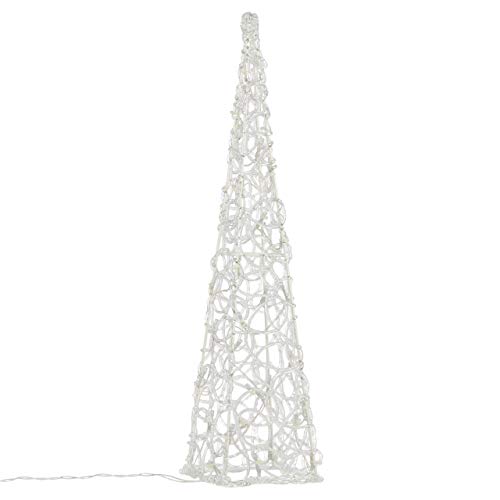 LED Pyramide Lichterkegel – Beleuchtung für Weihnachten innen außen – Acryl-Figur Batterie & Timer – 30 Leuchten warm kalt weiß 60 cm hoch (Kaltweiß) von Nipach GmbH