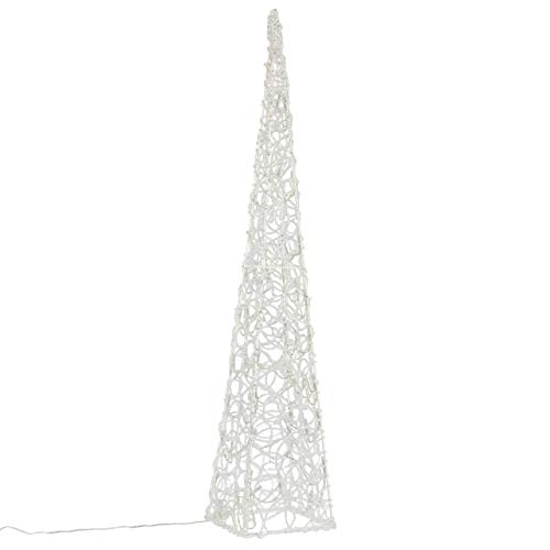 LED Pyramide Lichterkegel – Beleuchtung für Weihnachten innen außen – Acryl-Figur mit Trafo IP44 Timer – 60 Leuchten weiß 90 cm hoch Xmas von Nipach GmbH