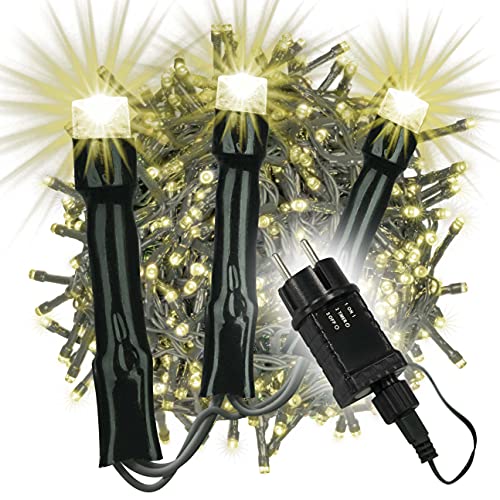 Nipach GmbH 1000er LED Büschel-Lichterkette Leuchtfarbe warm-weiß Außen Trafo Timer grünes Kabel 30 m Weihnachtsdeko Party Xmas Weihnachtsbeleuchtung von Nipach GmbH