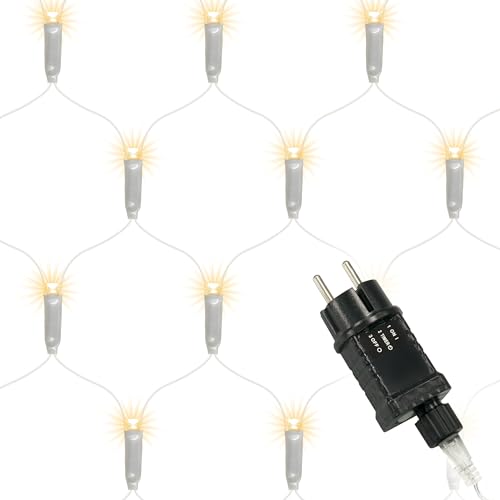 Nipach GmbH 128 LED Lichternetz 3x3 m warm weiß Trafo Timer Netzvorhang Lichtervorhang Weihnachtsbeleuchtung Party Partylicht Pavillonbeleuchtung von Nipach GmbH