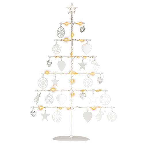 Nipach GmbH 25 LED Dekobaum Metall Baum mit Anhängern Lichterbaum weiß 42 cm hoch Batterie IP20 Weihnachtsbeleuchtung Weihnachtsdeko Lichterdeko Xmas von Nipach GmbH