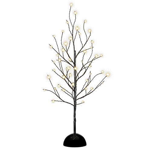 Nipach GmbH Dekobaum weiß schwarz Leuchtbaum Lichterbaum 48 LED warm weiß 60 cm hoch Batterie Timer Weihnachtsbeleuchtung Weihnachtsdeko Lichterdeko Tisch-Deko Farbe wählbar (Schwarz) von Nipach GmbH