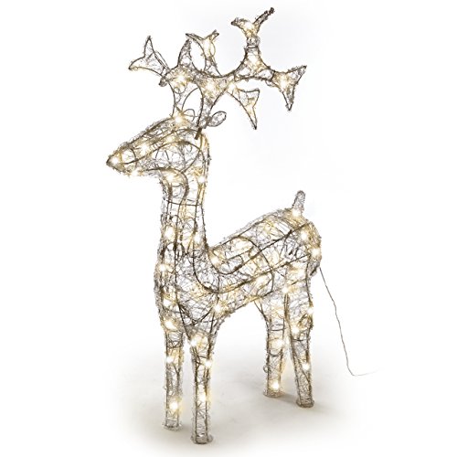 Nipach GmbH Rentier beleuchtet Acryl 120 LED warm weiß Deko-Figur 100 cm Trafo Leucht-Elch Weihnachtsdeko Weihnachtsbeleuchtung Außen-Deko Xmas von Nipach GmbH