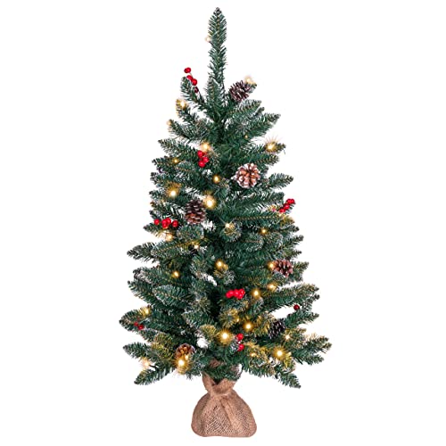 künstlicher Weihnachtsbaum grün mit Deko Lichterkette 20 LED warm weiß Batterie Timer Christbaum Tannenbaum 45 cm Weihnachtsdeko Xmas-Deko (50 LED) von Nipach GmbH