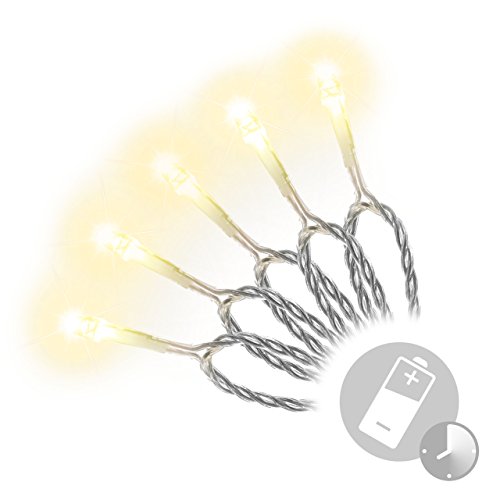 20er LED Lichterkette mit Timer Leuchtfarbe warmweiß transparentes Kabel Batteriebetrieb Weihnachtsbeleuchtung Weihnachtsdeko Partylichterkette Festbeleuchtung Garten Terrasse Länge 2 m von Nipach
