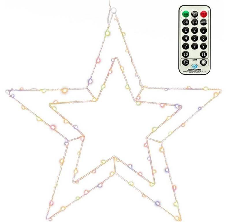 Nipach LED Fensterbild XA11035 LED Doppel-Stern 70er warmweiß bunt 50cm von Nipach