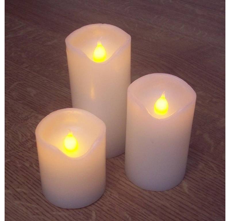 Nipach LED-Kerze DK49061 LED 3er flammenlose Echtwachskerzen ww von Nipach