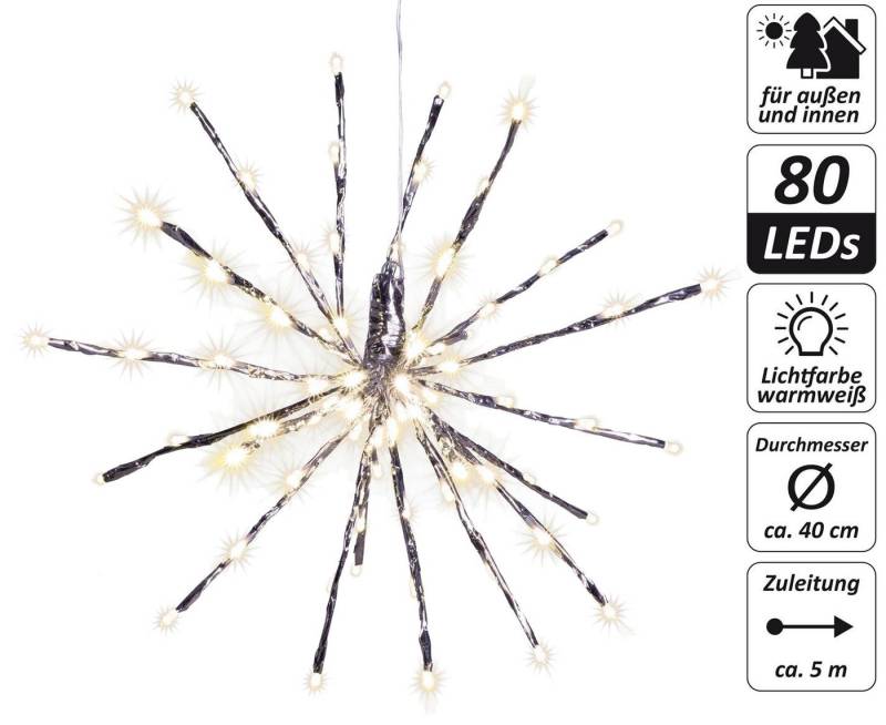 Nipach LED Stern Weihnachtsstern 80 LED Meteor-Stern warm weiß 40cm Timer Außen, LED fest integriert, Warmweiß von Nipach