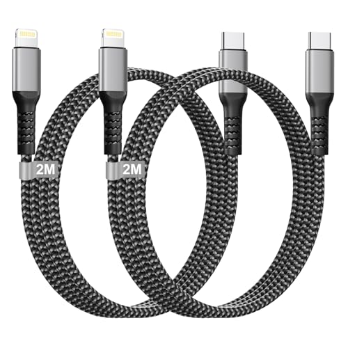 MFi Zertifiziertes USB C Lightning Kabel 2M 2Pack - Nylon Schnellladekabel für iPhone 14 Pro Max 14 13 12 11 XS 8 von Nipow