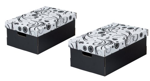NIPS 110249253 Eco line Tendri 2 Aufbewahrungsbox mit Deckel, 32 x 45.5 x 19 cm, 2-er Packung, schwarz/weiß von Nips