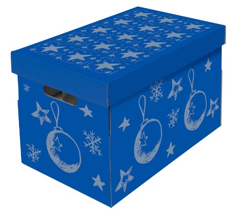 NIPS 119201142 CHRISTMAS Aufbewahrungsbox für Christbaumkugeln und Weihnachtsdeko mit variabler Innenaufteilung auf 3 Ebenen, B 27,5 x T 46,5 x H 29,5 cm, blau / silber von NIPS