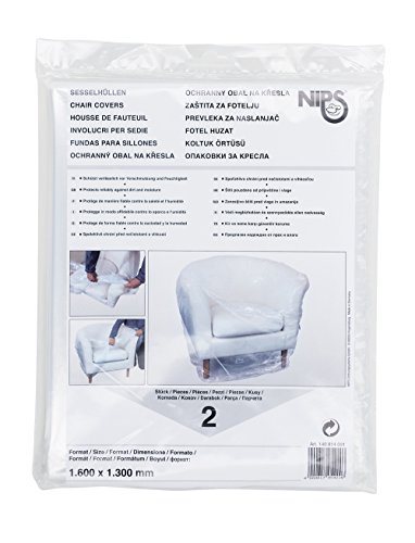 NIPS 140814001 Sesselhülle 2er Packung (Größe 1600 x 1300 mm), LDPE-Folie transparent von Nips