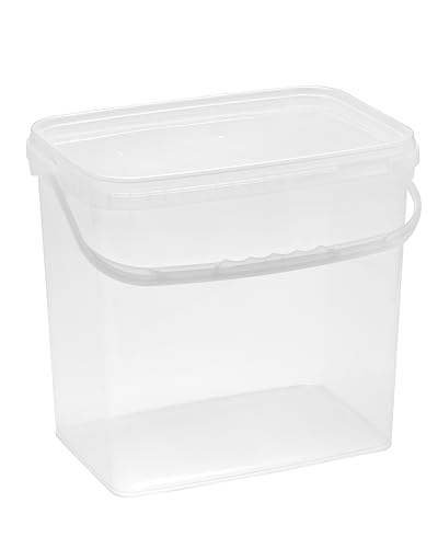 Nipter Eimer mit Deckel 10l, transparent, 10,6 Liter Eimer rechteckig, lebensmittelcht, 9 Stück von Nipter