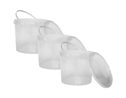 Nipter Kunststoffeimer lebensmittelecht mit Deckel, transparent, 10L x 3 Stück von Nipter
