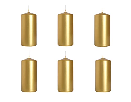 Nipter Stumpenkerzen Gold Metallic Säulenkerzen Blockkerzen, Durchmesser 5 cm, Höhe 10 cm, geruchsneutral, lange Brenndauer 20h, Set 12 Stück (2 Boxen) von Nipter