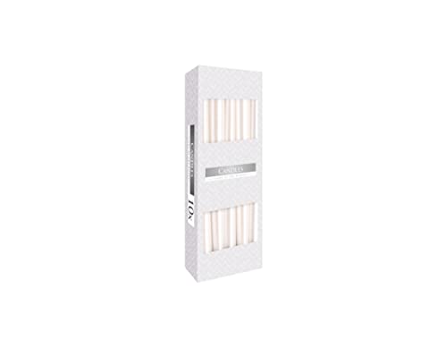 Nipter Stabkerzen Weiß Metallic, Leuchterkerzen Spitzkerzen, Höhe 24,5 cm, Durchmesser 2,3 cm, geruchsneutral, Brenndauer 7h, Set 50 Stück (5 Boxen) von Nipter