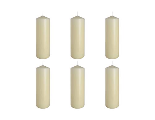 Stumpenkerzen Elfenbein Säulenkerzen Blockkerzen, Durchmesser 8 cm, Höhe 25 cm, geruchsneutral, extralange Brenndauer 160h, Set 18 Stück (3 Boxen) von Nipter