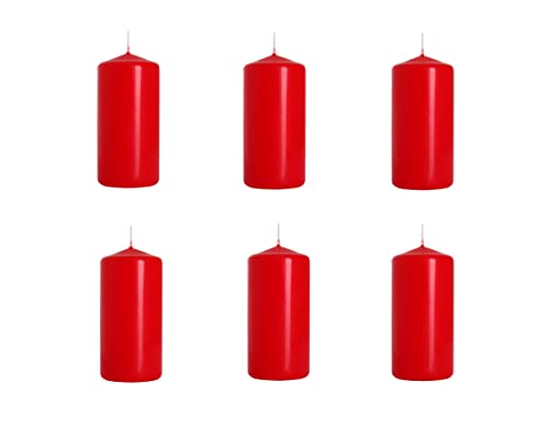 Nipter Stumpenkerzen Rot Säulenkerzen Blockkerzen, Durchmesser 5 cm, Höhe 10 cm, geruchsneutral, lange Brenndauer 20h, Set 12 Stück (2 Boxen) von Nipter
