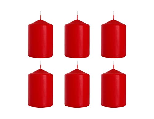 Stumpenkerzen Rot Säulenkerzen Blockkerzen, Durchmesser 7 cm, Höhe 10 cm, geruchsneutral, lange Brenndauer 44h, Set 6 Stück (1 Box) von Nipter