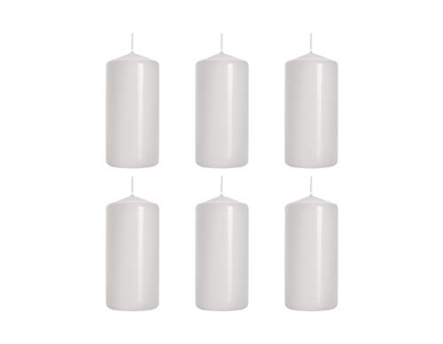Stumpenkerzen Weiß Säulenkerzen Blockkerzen, Durchmesser 5 cm, Höhe 10 cm, geruchsneutral, lange Brenndauer 20h, Set 6 Stück (1 Box) von Nipter