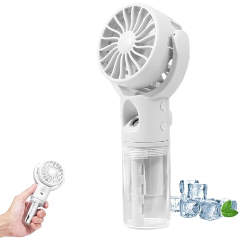 Handventilator, Tragbarer Mini Ventilator mit Wassernebel, USB Aufladbarer Mini Lüfter Elektrischer Hand Ventilator mit 4 Windgeschwindigkeit, kleiner Ventilator für Büro, Reise und Camping (Weiß-1) Handventilator, Tragbarer Mini Ventilator mit Wassernebel, USB Aufladbarer Mini Lüfter Elektrischer Hand Ventilator mit 4 Windgeschwindigkeit, kleiner Ventilator für Büro, Reise und Camping (Weiß-1) von Nircho